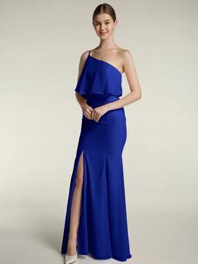 Babaroni Royal Blue One Shoulder Mermaid Dress w/ Slit Women's Size 4